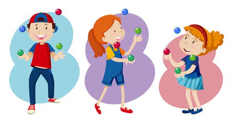 Obraz na płótnie Canvas Kid are Playing colourful Juggling