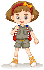 A Cute Girl Scout on White Background