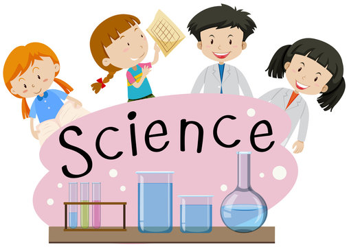 Flashcard for word science with kids in lab