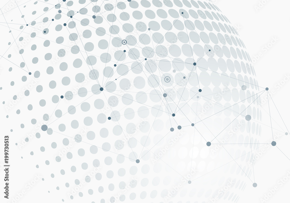 Aufkleber vector halftone circle design witn molecule connect