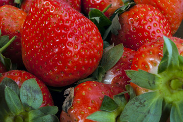 background from freshly harvested strawberries, directly above.