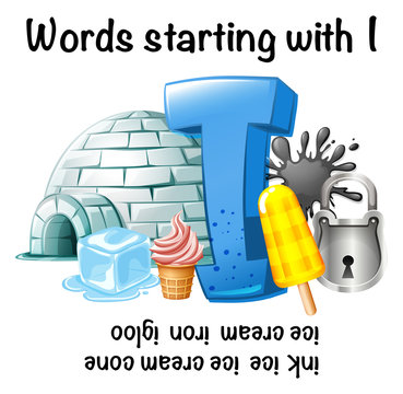 English worksheet for words starting with I