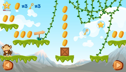 Jungle Game Template with Monkey