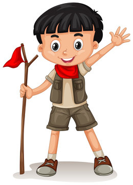 A Cute Boy Scout on White Background