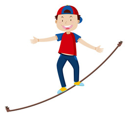 Tightrope Walking on White Background