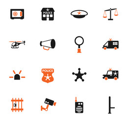 police department icon set