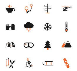 skiing icon set