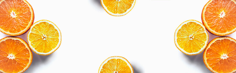 Half of lemons and oranges isolated. Vitamins for immunity. Copy space.