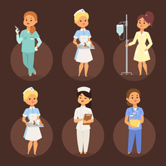 Doctor nurse character vector medical woman staff flat design hospital team people doctorate illustration.