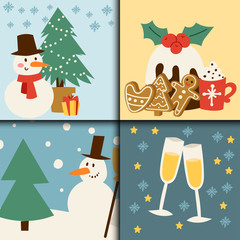 Christmas card vector symbols for greeting banner winter new year celebration design.