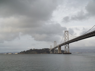 San Francisco Bay Bridge after a storm