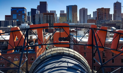 Denver, Colorado Downtown Skyline from the roof of Union Station