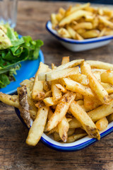French Fries with Avocado and Mustard Salad