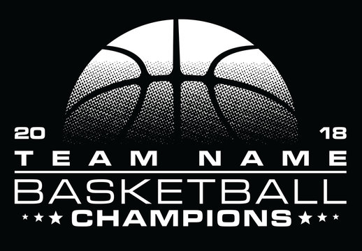 Basketball Champions Design With Team Name is an illustration of a stylized one color basketball design that can be used for t-shirts, flyers, ads or anything else you use to promote your team.