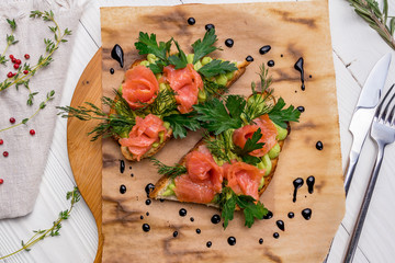 bruschetta with salmon and avocado