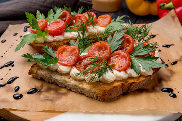 bruschetta with tomatoes and cheese