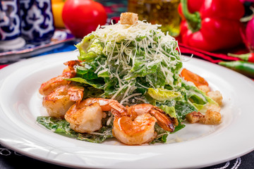 salad caesar with shrimps