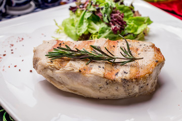 Turkey steak on plate