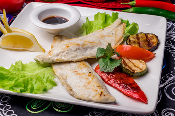 Fried sea bass
