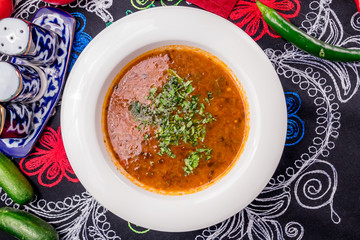 soup kharcho on bowl