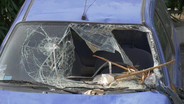 Broken windshield