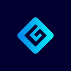 blue logo design for icon or company