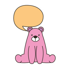 cute bear little with speech bubble vector illustration design