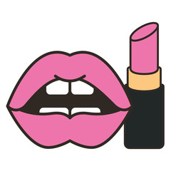 lips femenine with lipstick make up vector illustration design