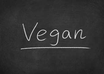 vegan concept word on a blackboard background