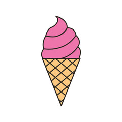 ice cream in cone vector illustration design