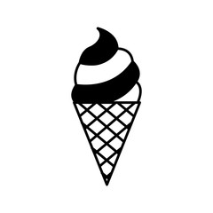 ice cream in cone vector illustration design
