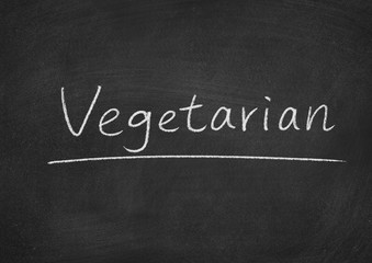 Fototapeta na wymiar vegetarian concept word on a blackboard background
