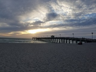 Fototapeta premium Winter Sunset Over Piers