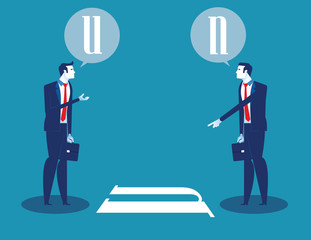 Business person and different points of view. Concept business vector illustration.