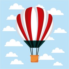 red hot air balloons clouds blue sky vector illustration