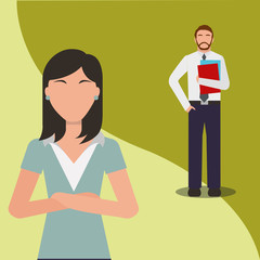 Obraz premium business man and woman team work people business vector illustration