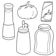 vector set of tomato and tomato ketchup