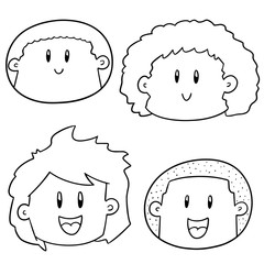 vector set of cartoon face