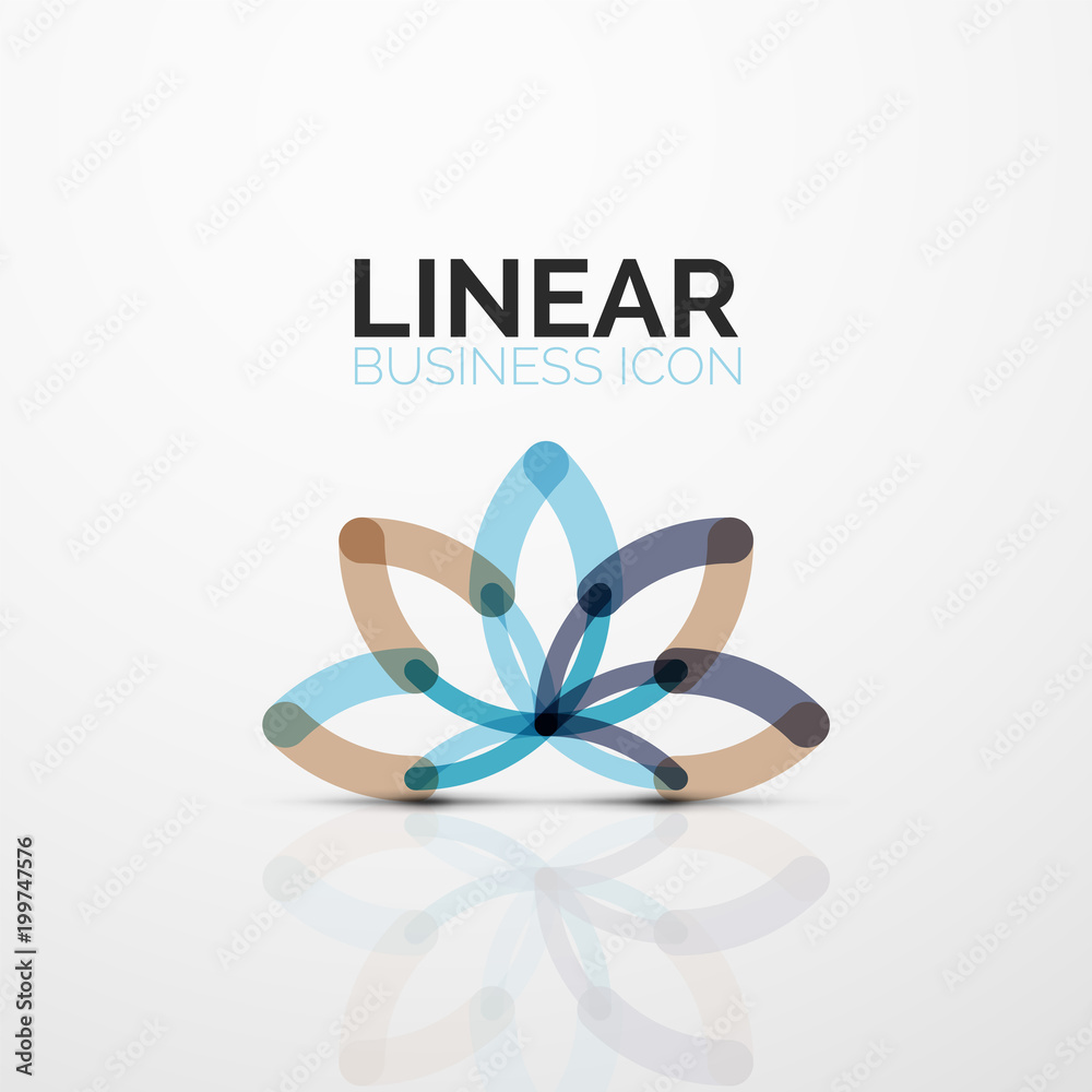 Poster Outline minimal abstract geometric linear business icon made of line segments, elements