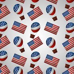 american independence day usa hot air balloons flags white background vector illustration