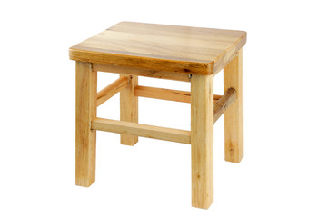 wood square stool isolated on white background