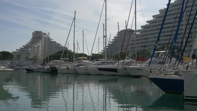 Anchored boats in Marina Baie des Anges, Nice