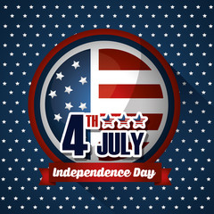 happy independence celebration circle american flag important day vector illustration
