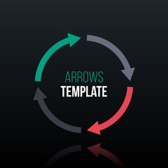 Round cycle template with four segments in glossy business style on black background. - 199749548