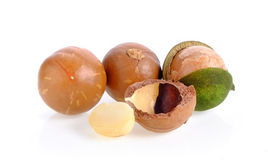 macadamia nuts on white background