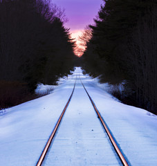 Snowy Rail Road Tracks