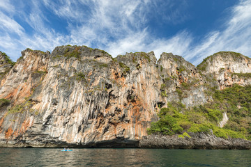 Fototapeta na wymiar Cliffs and the clear sea in Phi Phi islands, Thailand