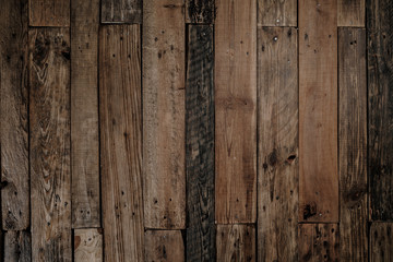 Old and vintage dark polished wooden plank floor