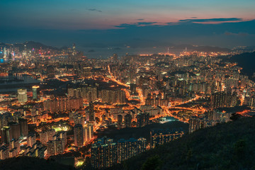 Fototapeta na wymiar Hong Kong Mountain Night City View