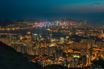 Obraz premium Hong Kong Mountain Night City View
